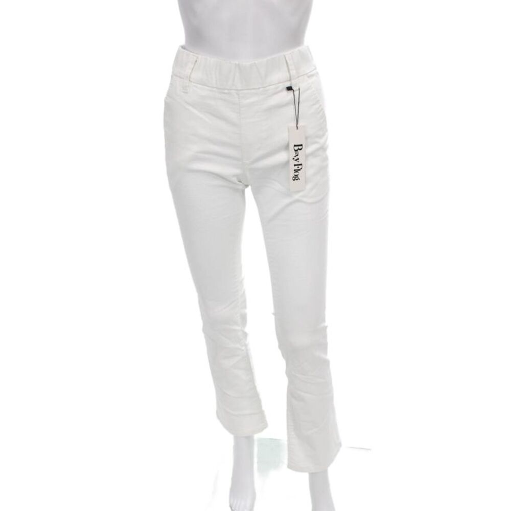 Flog Womens Cropped White Pants 98% Cotton 2% Lycra Size 24